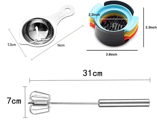 Image of YANCI 3 in 1 Stainless Steel Egg Slicer, Boiled Egg Slicer, Fruit Slicer, Egg Yolk & White Separator, Egg Strainer Spoon & Egg Whisker