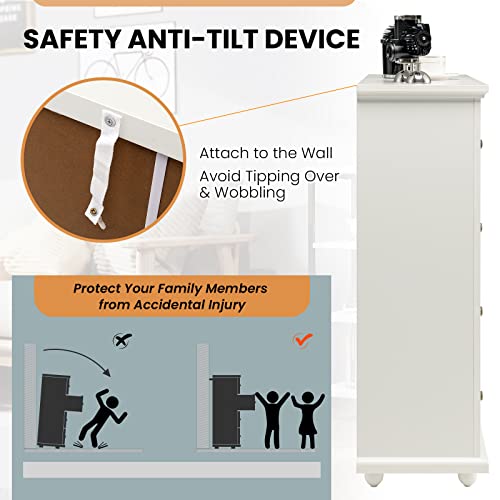 Loko Buffet Sideboard, Kitchen Storage Cabinet, 2-Door Cupboard With 4 Drawers, Adjustable Shelf & Anti-Tipping Device, Multipurpose Console Cabinet (White) #TOP6