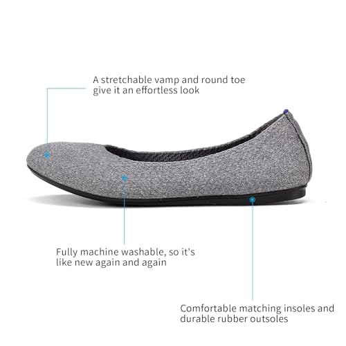 Image of Frank Mully Women's Ballet Flat Shoes Knit Dress Shoes Round Toe Slip On Ballerina Flats for Woman Low Wedge Comfort Soft