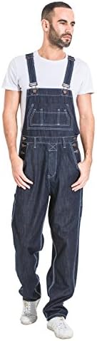Wash Clothing Company Mens Loose Fit Denim Dungarees - Dark Blue Value Bib Overalls MADDOXDARKBLUE