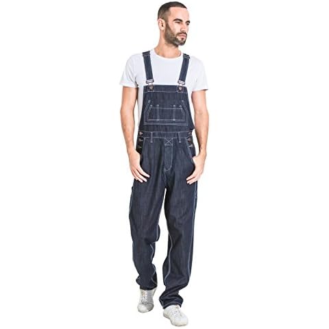 Wash Clothing Company Mens Loose Fit Denim Dungarees - Dark Blue Value Bib Overalls MADDOXDARKBLUE-M-34 Cover