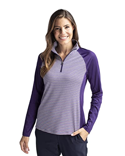 Demi-fermeture éclair pour femme Cutter & Buck violet 3XL grand confort sport chic