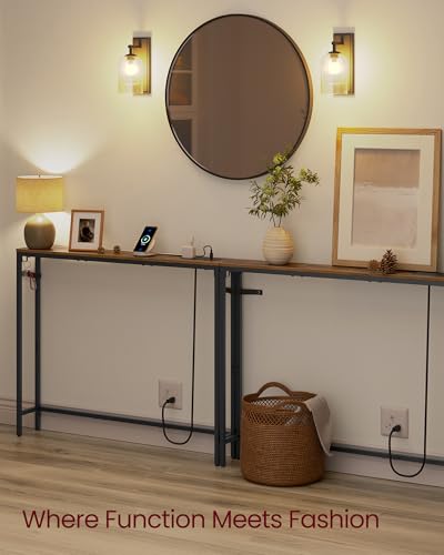 Image of VASAGLE 39.4 inch Console Table Set of 2, Couch Tables with Outlets for Sofa