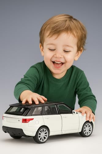 Image of DREAMY DEN Range Rover SUV Car 1:32 Scale Die-Cast Metal Model Toy Car with Pull Back Action, Light & Sound, Openable Doors, Alloy Body, Toy for Kids Boys & Collectors (White)