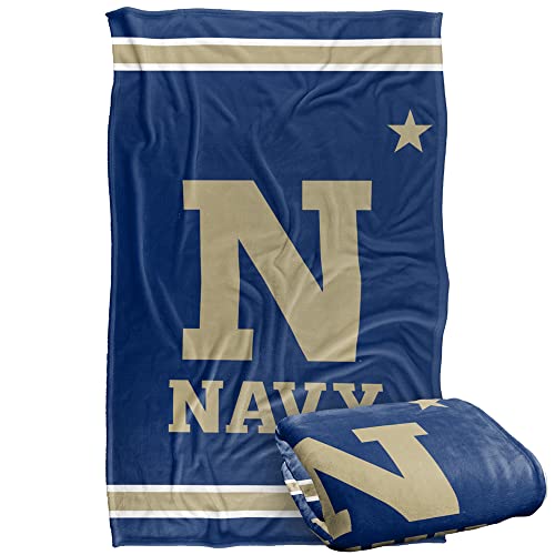 US Navel Academy Midshipmen Blanket, 36" x 58", Primary Logo Stripes, Silky Touch Super Soft Throw