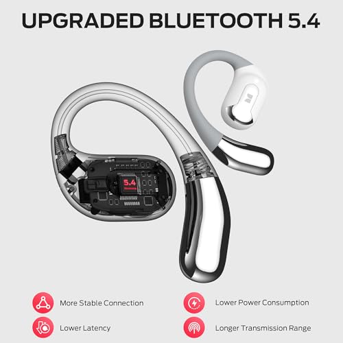 Monster AC317 Open Ear Headphones, Wireless Stereo Sound, Bluetooth 5.4 Technology, 24H Playback Battery, Crystal Clear Calls, Type-C Charging, Touch Control, Sweat Resistant Earbuds, Gray White - image 6