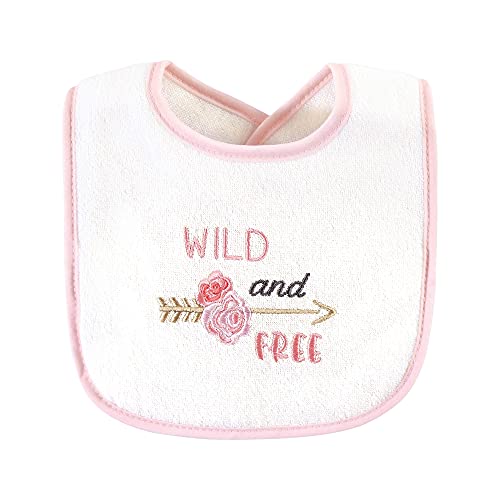 Image of Hudson Baby Unisex Baby Cotton Terry Drooler Bibs with Fiber Filling, Pink Girl Woodland, One Size