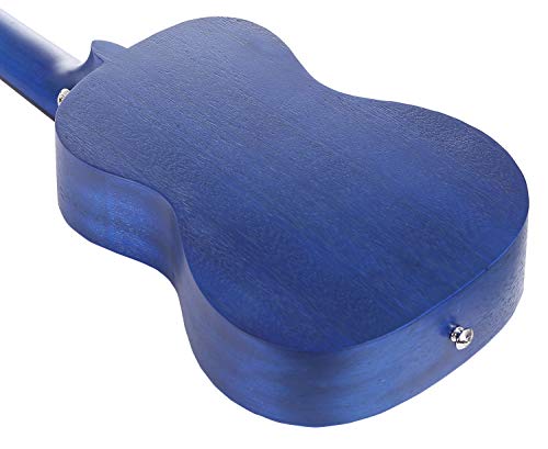 Vizcaya UK23C-BU Concert Ukulele Mahogany 23 inch with blue stain finish with Ukulele Accessories, Gig Bag, Strap, Nylon String, Electric Tuner, Picks