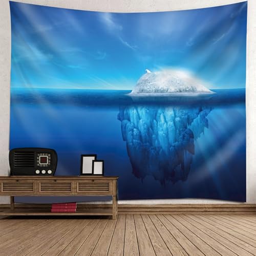 Tapisserie murale paysage mer bleue et roche grand tissu de décoration 300x256CM
