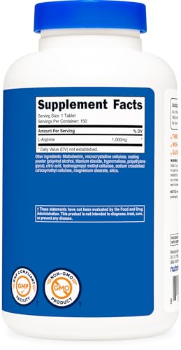 Image of Nutricost L-Arginine 1000mg, Amino Acid Tablets (150 Tablets)