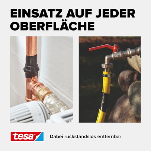 tesa extra Power Extreme Repair Reparaturband - Selbstverschweißendes Reparaturband aus Silikon zum Isolieren und Abdichten - 2,5 m - Schwarz