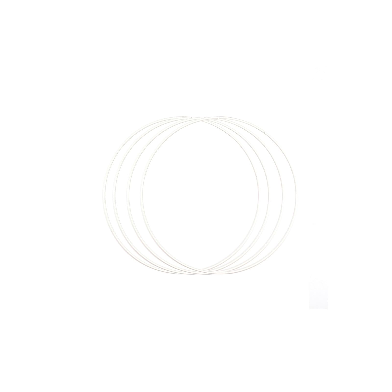 Vaessen Creative White Metal Ring Circle Of Ø 7.8 Inches (20 Cm), 4 Pieces Of 3 Mm Thick Wire Wreath Frame, Floral Hoop For Crafts, Macrame And Dream Catchers