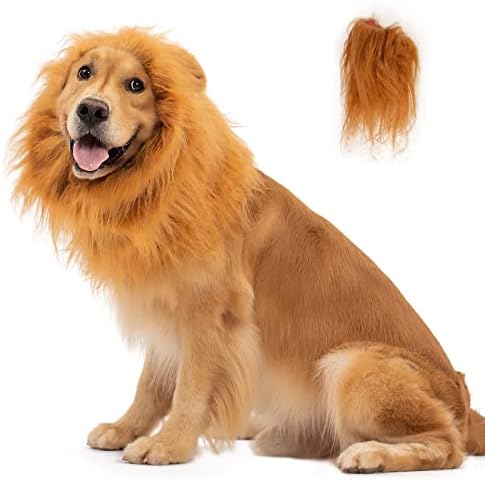 Hommand Dog Lion Mane Costumes for Halloween Christmas, Funny&Realistic Pet Lion Mane Wig for Dogs with Ears, Complementary Halloween Dog Lion Costume for Medium to Large Sized Dogs
