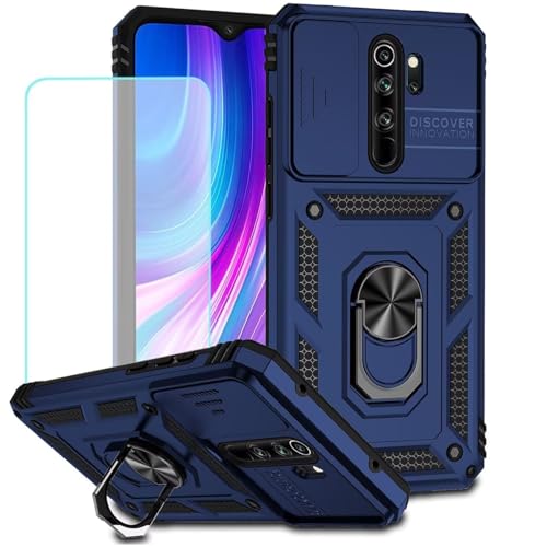 Coque Xiaomi Redmi Note 8 Pro bleu avec vitre verre trempé M1906G7I