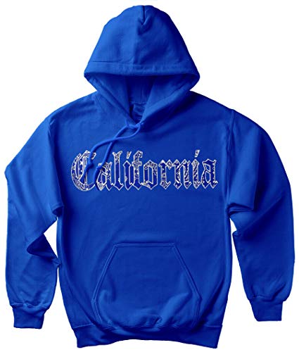 Men s Blue Bandana California Hoodie Crenshaw Compton OG Crip Hooded Sweatshirt - Blue - Large
