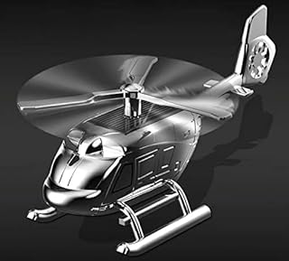 Helicopter Solar Car Air Freshener Rotation Zinc Alloy Car Perfume Diffuser Ornament for Vehicles with 3-Fragrance Tablets Silver