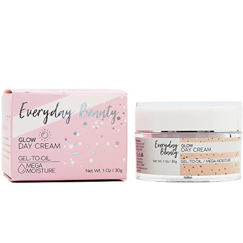 Everyday Beauty Glow Day Cream, Gel-to-Oil Rich Moisturizer to Minimize Signs of Aging, Reduce Redness, Dullness, and Fatigue for a Healthy Glow, 1 oz. Jar