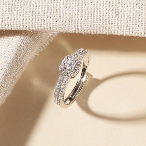 Image of SALTY Anti Tarnish Finger Ring for Women | Adjustable Fancy Jewellery Design | Fashion Accessories for Girls | Minimal Jewelry | Gift for Diwali, Christmas, Marriage, Birthday