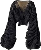 CUTEGAL Bell Sleeve Tops for Women Dressy Tops for Evening Wear Lace Tops for Women Lace Sleeves Sexy Party (Black,One Size,One Size)