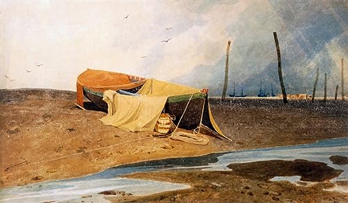 Cuadro sobre lienzo de un barco en la playa de Cotman para decoraciones de salón 60x90cm
