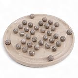 Earthen Crafts 10' Round Handmade Marble Solitaire Verona Board Game – Mind Challenge Puzzle Game with 42 Oceanic Balls for Game Lover – Tabletop Decor & Gift for Home
