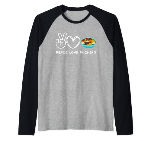 Paz, amor Puchero Retro Puchero Lover Food Lover Camiseta Manga Raglan