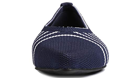 Image of FEVERSOLE Women's Woven Pointy Fashion Cutouts Breathable Knit Flat Shoes