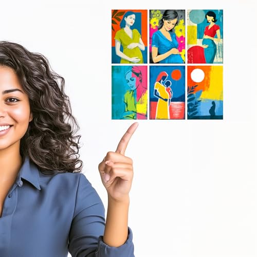 Image of SiddArtify Pregnancy Wall Art Poster Print Set - Modern Abstract Woman Decor for Living Room Bedroom Nursery - Set of 2-4x6 Inch - Board (Pack of 6) - Sticker (Pack of 6)