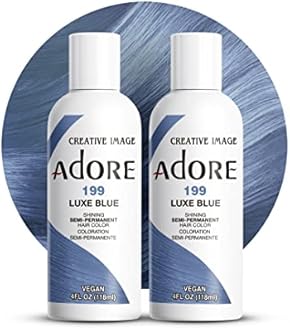 Adore Semi Permanent Hair Color (199 Luxe Blue) (2 Pack) | Vegan & Cruelty-Free Blue Hair Dye | No Ammonia, No Peroxide, No Alcohol | 4 Fl Oz