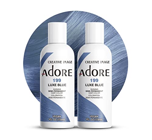 Adore Semi Permanent Hair Color (199 Luxe Blue) (2 Pack) | Vegan & Cruelty-Free Blue Hair Dye | No Ammonia, No Peroxide, No Alcohol | 4 Fl Oz