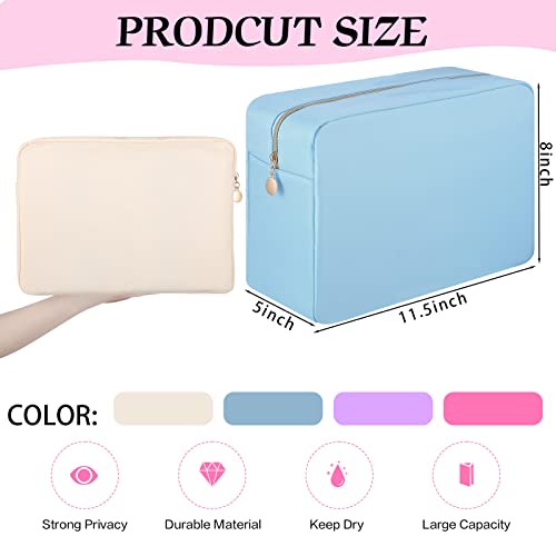 Cunno 4 Pieces Large Makeup Bag 11 X 8 X 5 Inch Cosmetic Pouch Toiletry Nylon Bag With Zipper Travel Makeup Organizer Storage Coin Purse For Women Girls, 4 Colors #TOP1