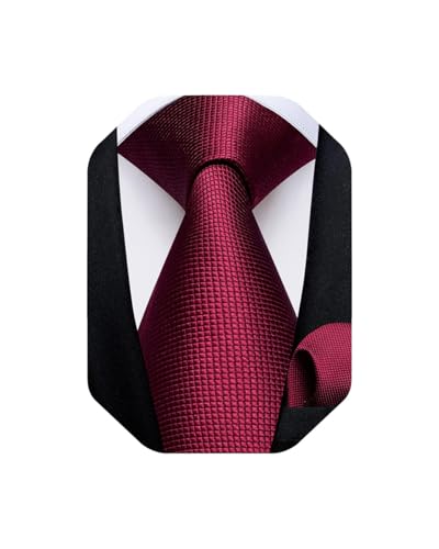 Image of DiBanGu Mens Solid Color Tie and Pocket Square Set Woven Silk Plain Necktie & Handkerchief for Men Wedding Party Formal