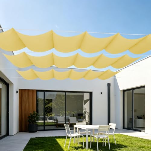 Toile ombrage rétractable vague 6x5.5m imperméable sable