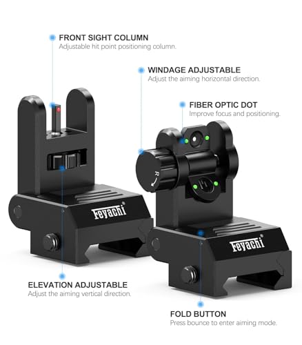 Feyachi Flip Up Sights Fiber Optics Iron Sight with Green Red Sight Front and Rear Backup Rifle Sight for Picatinny Rail - Image 3