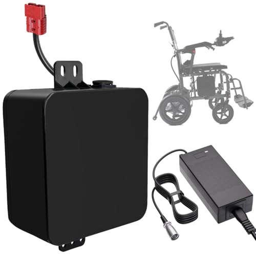 ZXLLAFT Lithium Battery 24V 12Ah 14Ah 8Ah 10Ah Replacement Battery 24V Electric Wheelchair Batteries with Charger for 100W 200W 350W Motors,24V12Ah Red Anderson