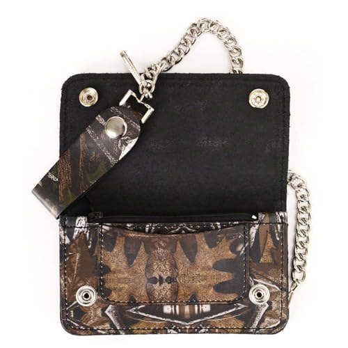 Milwaukee Leather MLW7803 Men's 6” Camouflage Bi-Fold Leather Wallet w/Anti-Theft Stainless Steel Chain - 6 Inch4