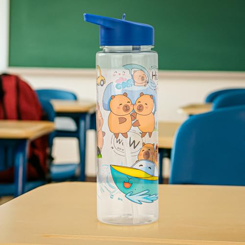 Image of BAYBEE 600 ML Chubby Drinking Water Bottle for Kids | Bpa Free Baby Sipper Bottle with Flip Straw & Carry Handle | Toddlers Leak Proof Sipper Water Bottle for Kids 1 to 12 Years Boys Girls (Blue)