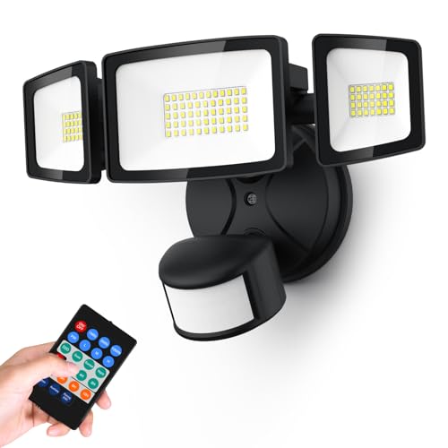 Onforu 55W LED Strahler mit Bewegungsmelder Au&szlig;en Fernbedienung 5500LM, 6500K LED aussenlampe mit bewegungsmelder IP65 Wasserdicht f&uuml;r Garten Garage Hof Sportplatz