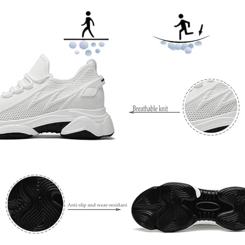 Hidden Height Fashion Sneakers, Men's Breathable Increase 3.14 in /8 cm Elevator Mesh Shoes3