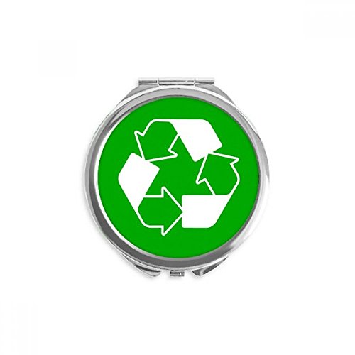 Espejo de bolsillo con símbolo de reciclaje verde para retoques rápidos diarios