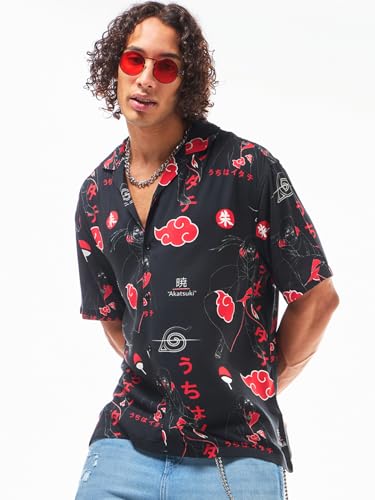 Image of Bewakoof Men's All Over Printed Oversized Fit Half Sleeve Resort Collar Rayon Shirt