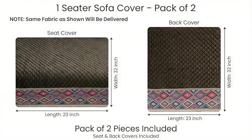 Image of Velvet 1 Seater Sofa Cover Fully Covered | Anti Skid Non Slip | Plain Brown | Sofa Slipcover for Living Room