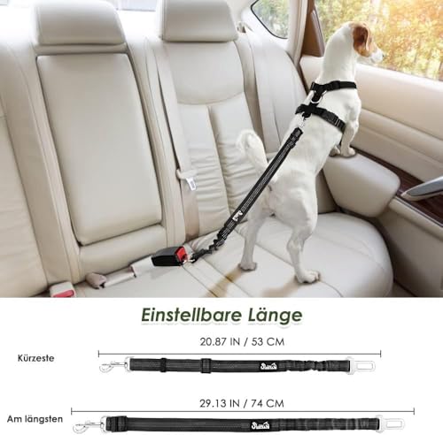 SlowTon Hundegeschirr mit Sicherheitsgurt für Auto, Doppellagiges atmungsaktives Latex-Netzgewebe Welpengeschirr, reguläres Sicherheitsgeschirr Hund für alle alltäglichen Sportarten(Schwarz, S)