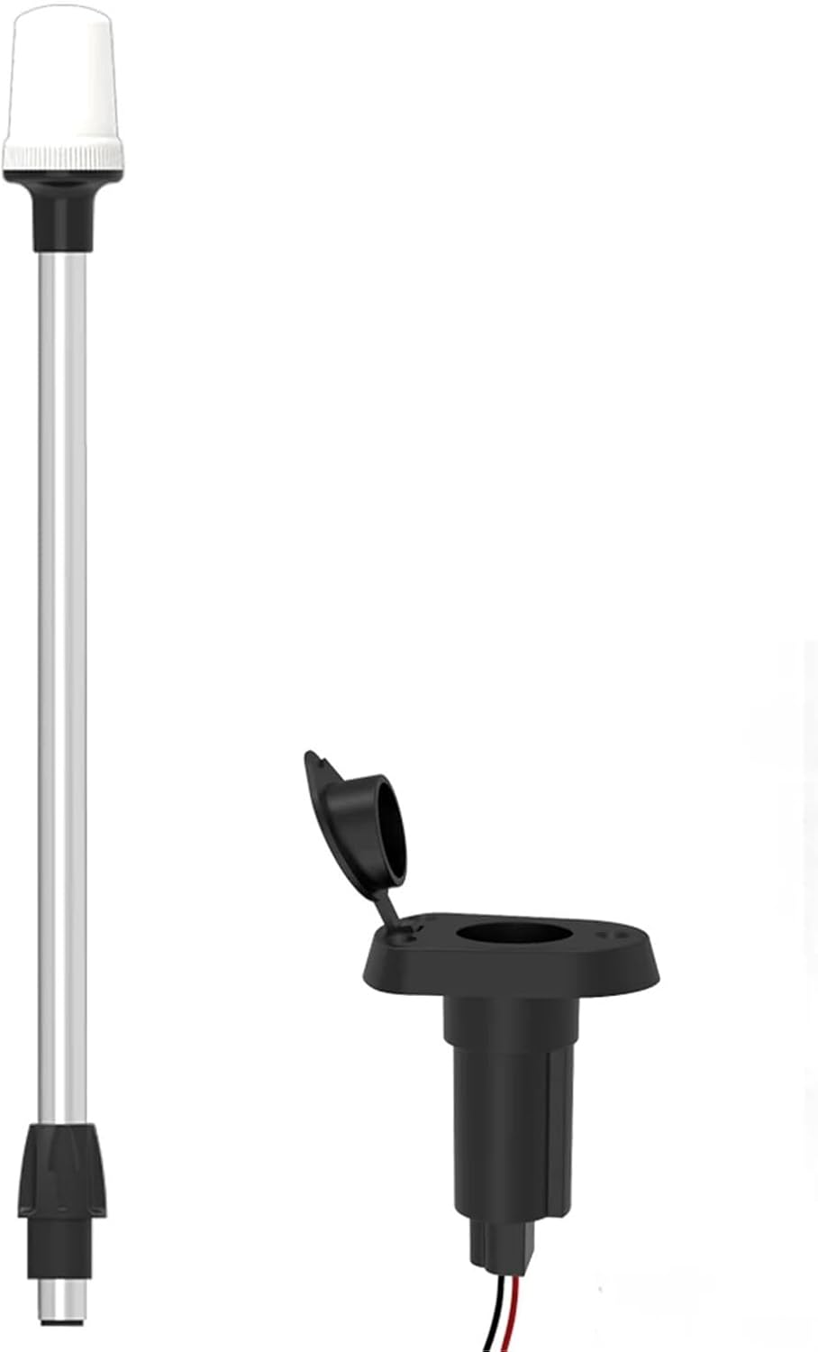 Stern Light Anchor Lamp LED Boat Lights Pole All Round White Removable 2 Pin in Angled Base USCG 2 NM 24 Inches