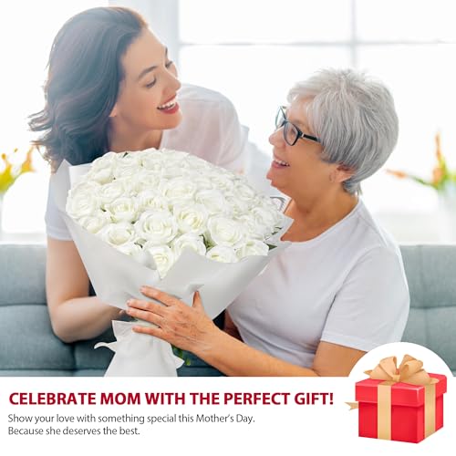 White Roses Artificial Flowers Bulk, 52Pcs Fake Roses White Flowers, DIY Silk Faux Roses Bouquet, Realistic White Faux Flowers Mohter's Day Valentine's Day Decor - Image 7