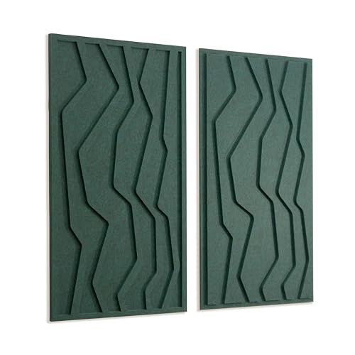 Akustikbild, Akustikpaneel – 2er Set (Gesamt 2Stk : 80 x 94) – schallabsorbierend & dekorativ – einfache Wandmontage mit Keilsystem – modernes Design für Büro & Zuhause (Smaragdgrün)