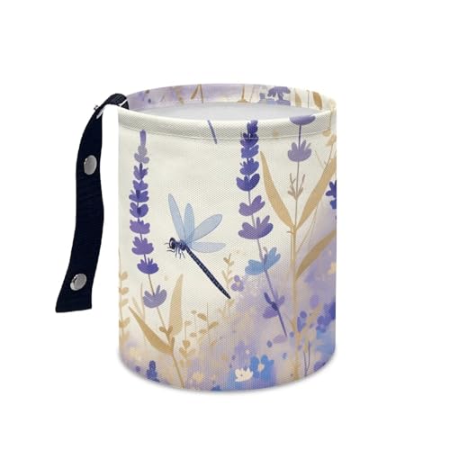 Image of Purple Dragonfly Mini Car Trash Bin Car Garbage Can Car Storage Bag Waterproof Multipurpose Car Organizer Car Accessories for Women Interior