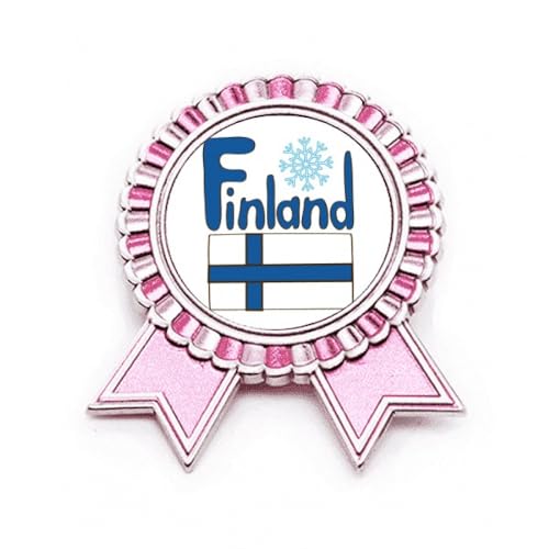 Broche drapeau de la Finlande motif bleu en métal rose M, cadeau idéal pour passionné