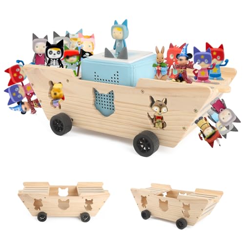 Image of Ship for Tonies Box 1 /2 Organizer Storage Shelf, Wooden Magnetic Holder for Toniebox Player Tonies Figures Characters for Children, Display Collection 20~30 Characters, Funny Little Ship