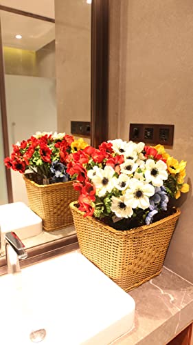 Artificial Plants & Flowers 22.4" Anemone Faux Stems Blossom Tall Plant Outdoor Floral Arrangement Rustic Decoration Crafts Home Decor Holiday Wedding Parties 6Packs(Anemone White Flowers) #TOP3